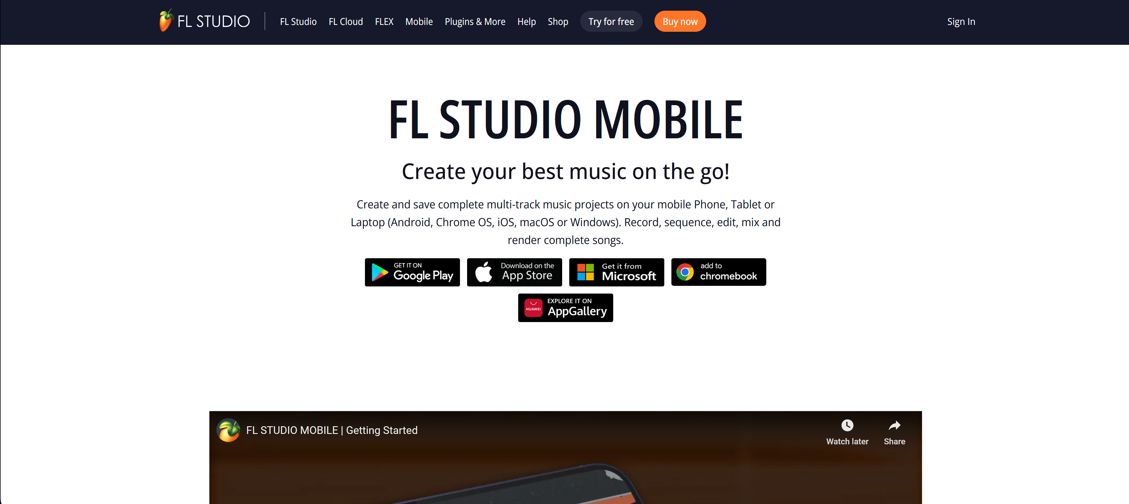 FL Studio Mobile's main page - one of the many tools available for mobile music production.