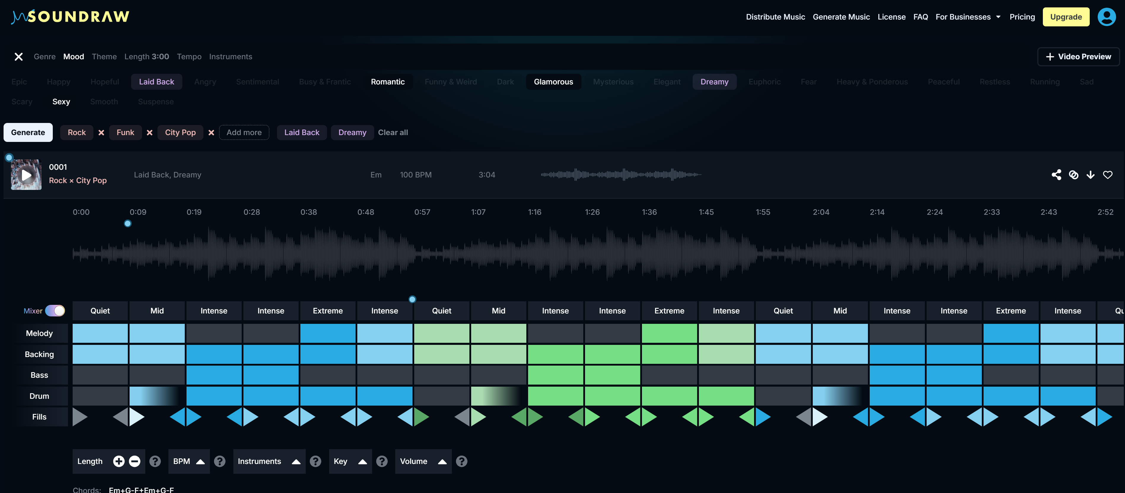 SOUNDRAW's Mixer in action - an advanced post-production tool made easy for everyone to use.