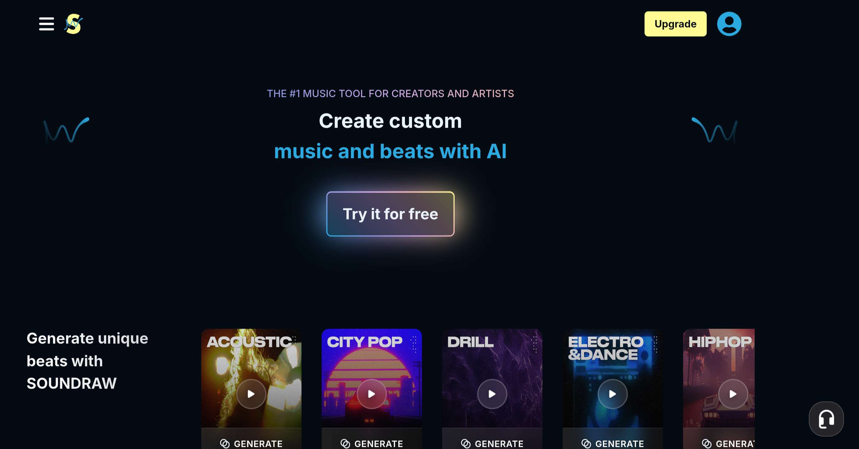 SOUNDRAW's main webpage as soon on mobile devices.
