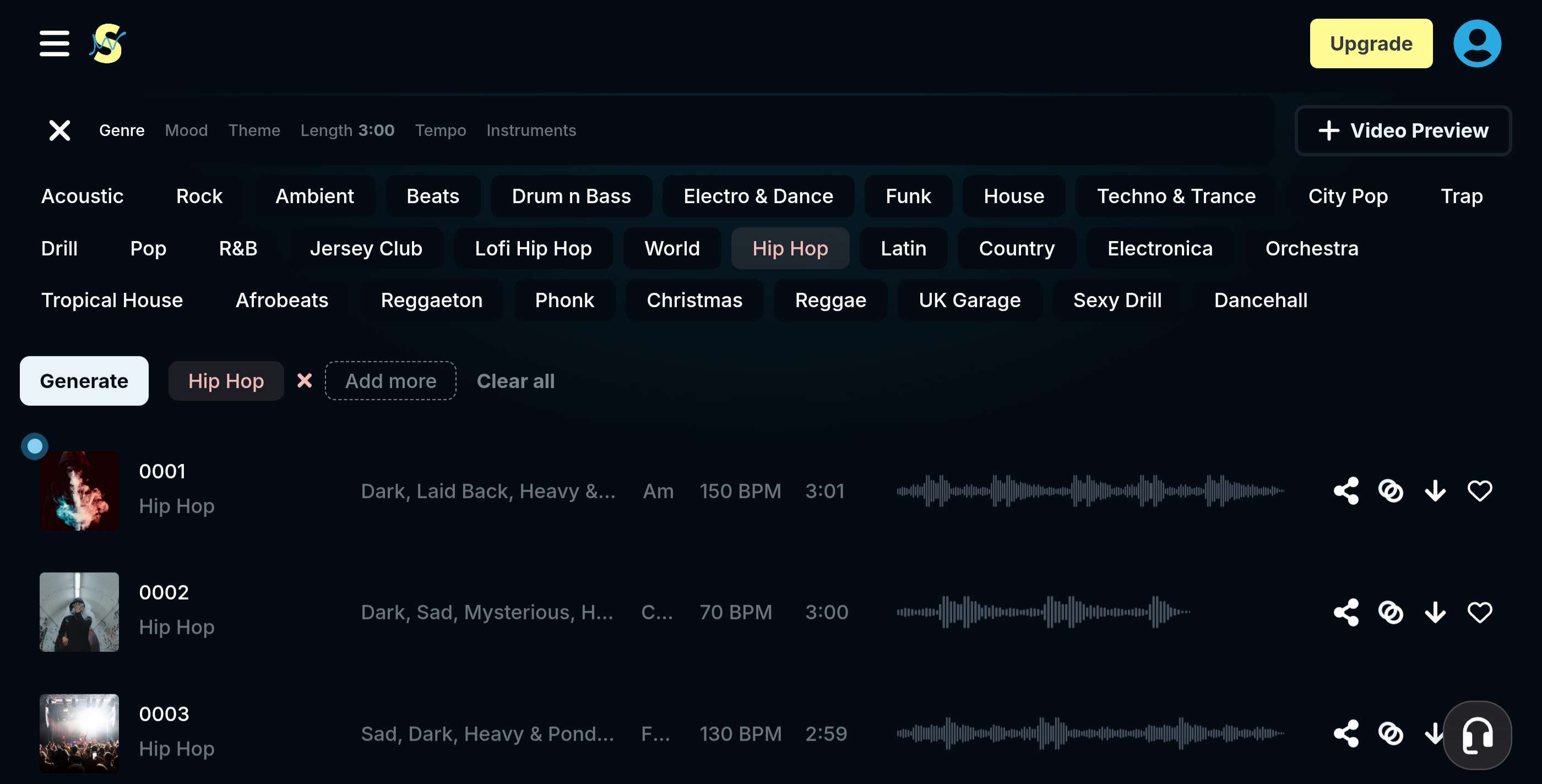 SOUNDRAW's Creative Suite as seen on mobile devices.