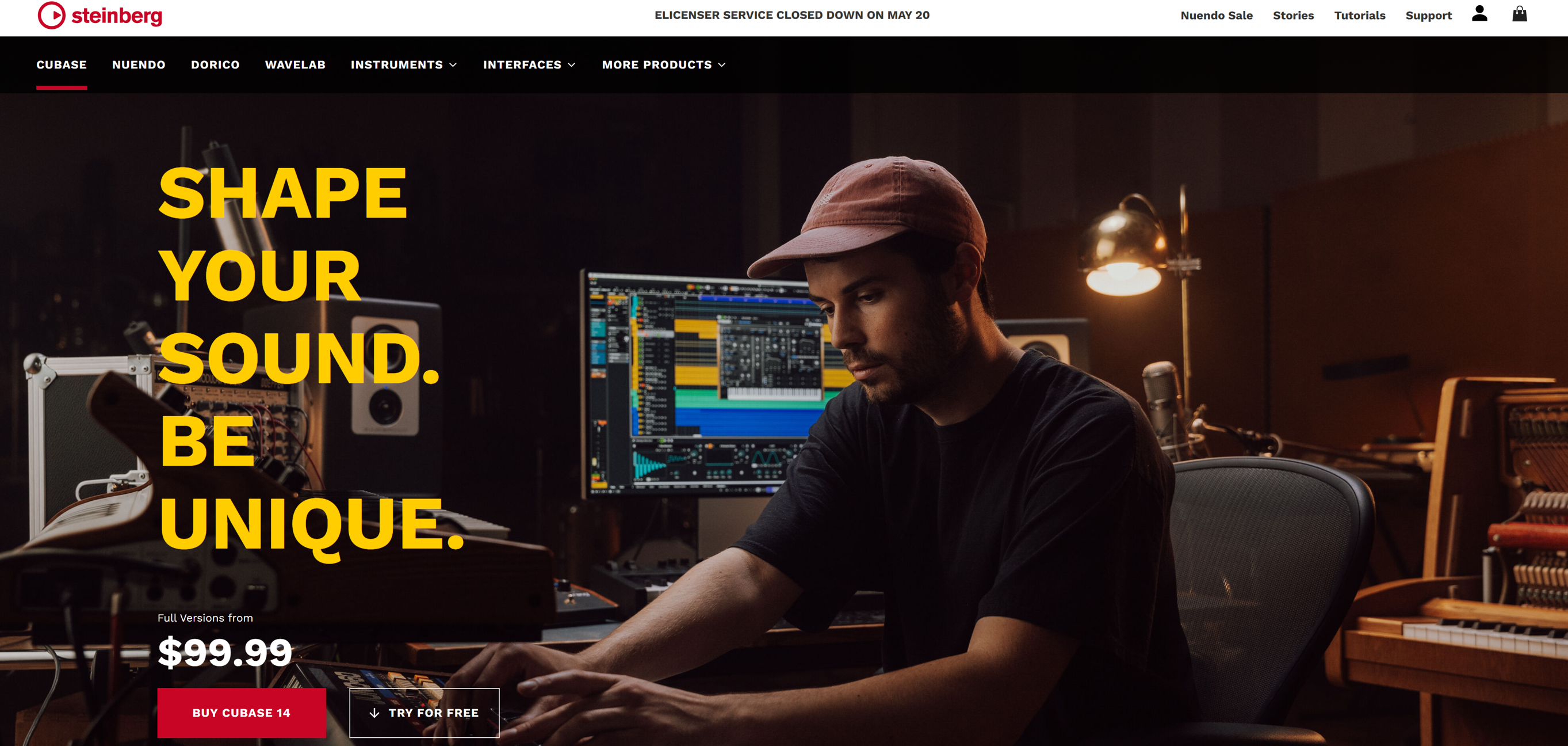 Cubase's page on Steinberg's website - a professional grade option for DAW seekers.