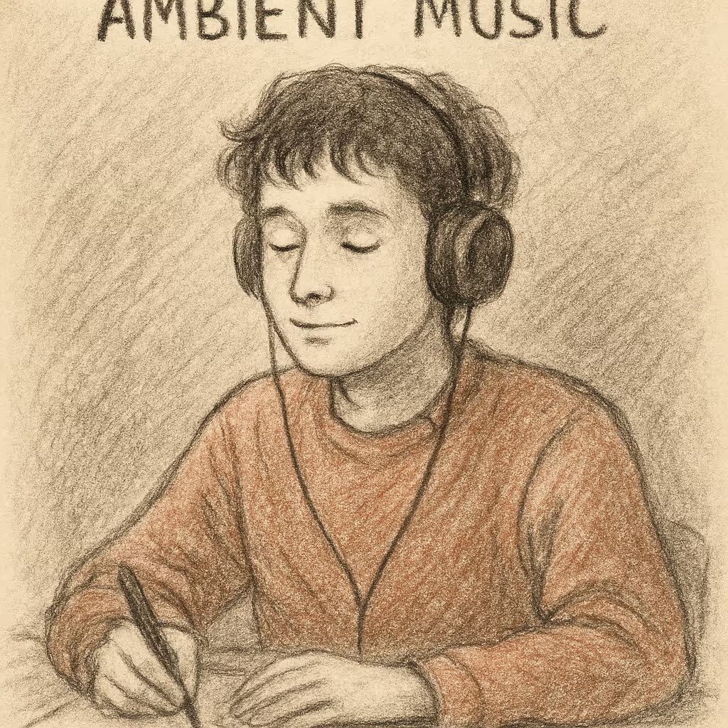 Student listening to ambient music