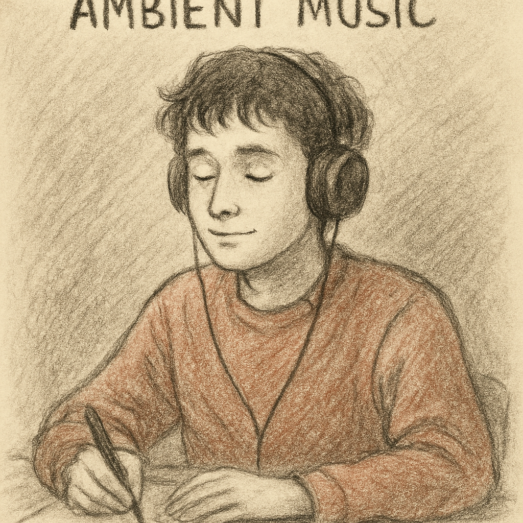 Student listening to ambient music