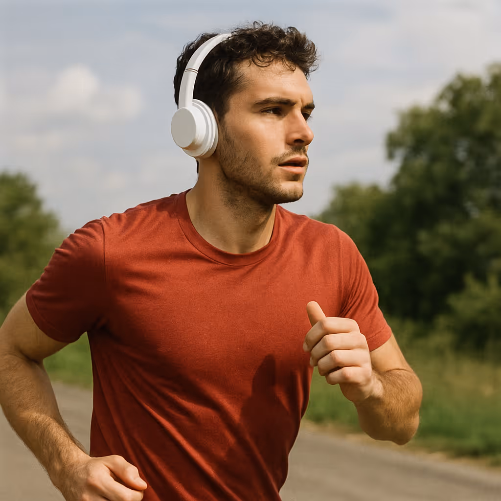 Runner with headphones