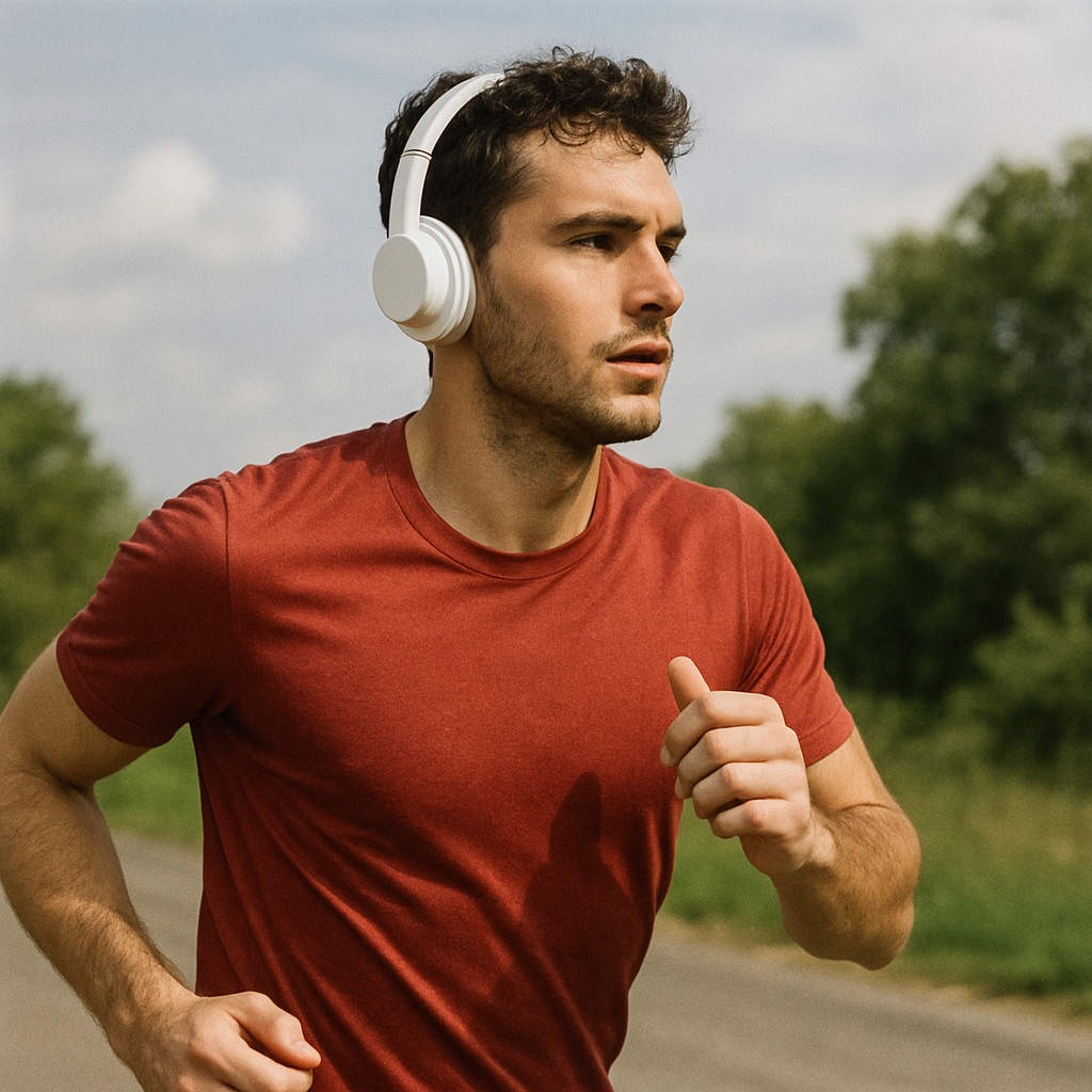 Runner with headphones