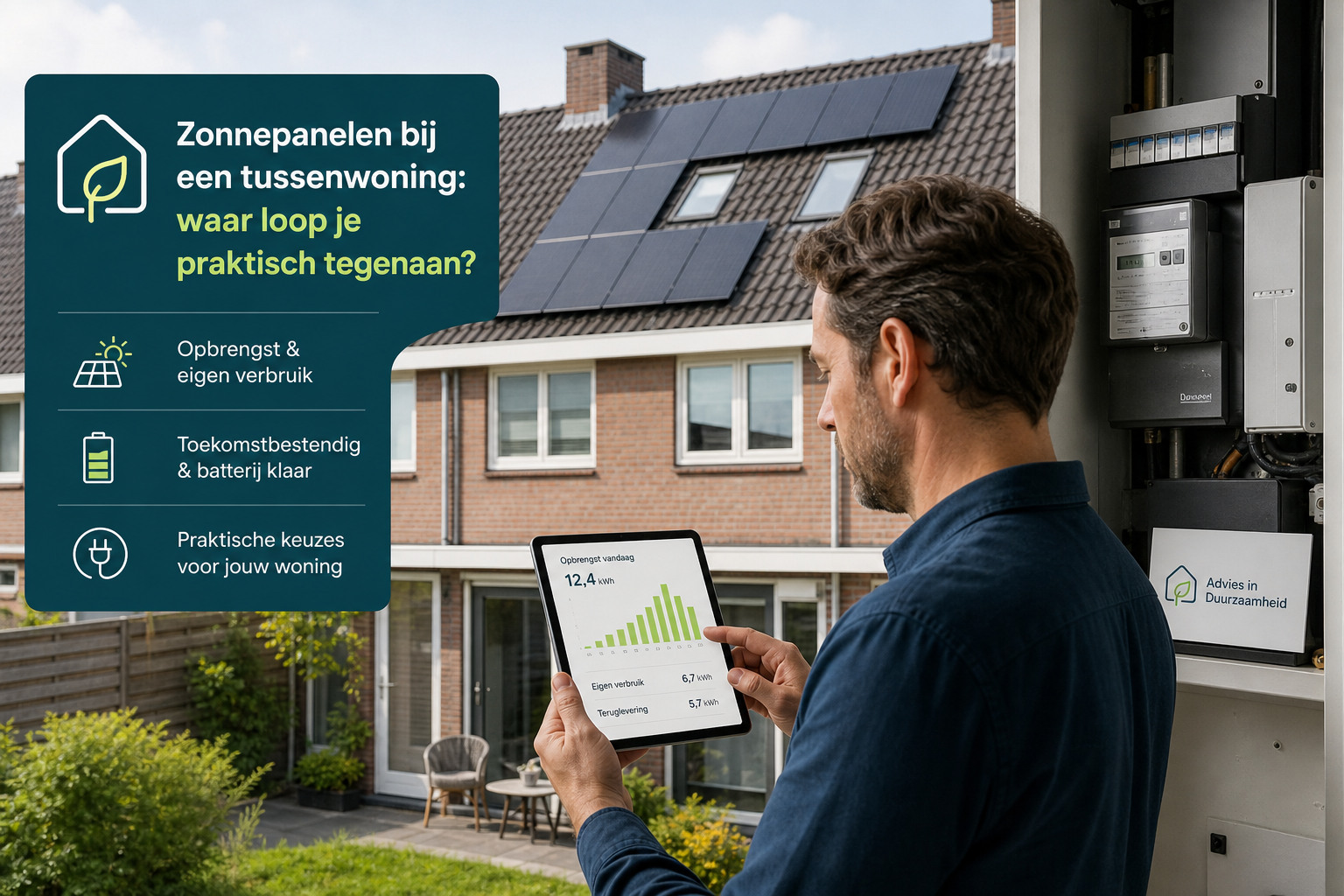 Zonnepanelen bij een tussenwoning: waar loop je praktisch tegenaan?