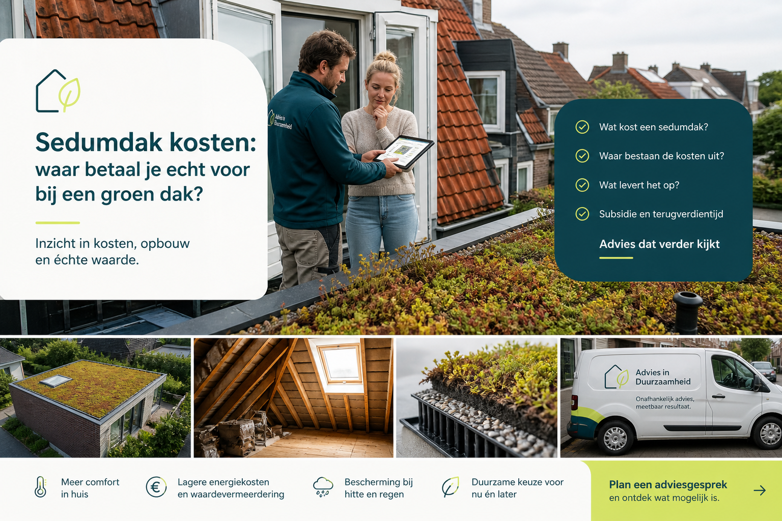 Sedumdak kosten: waar betaal je echt voor bij een groen dak?