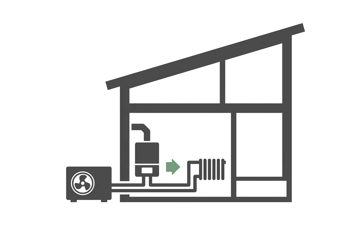 Professional header image for educational tutorial: Hybride warmtepomp: hoe het werkt, wat het kost en of het...