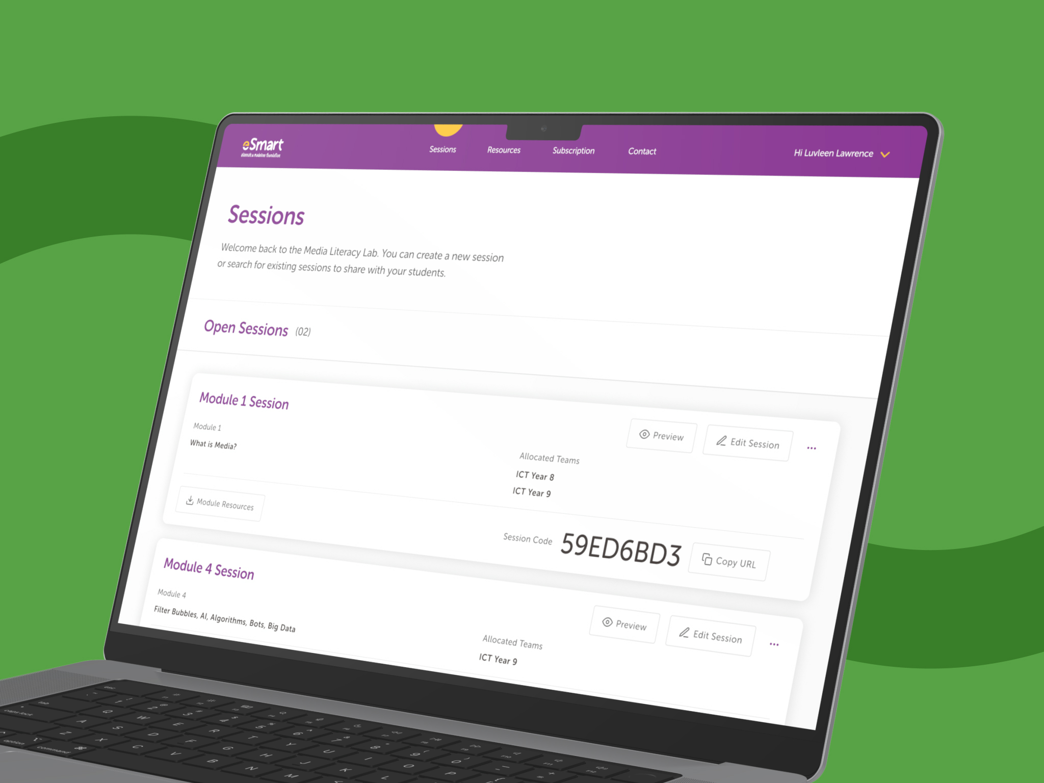 eSmart Digital Licence + Teacher session dashboard