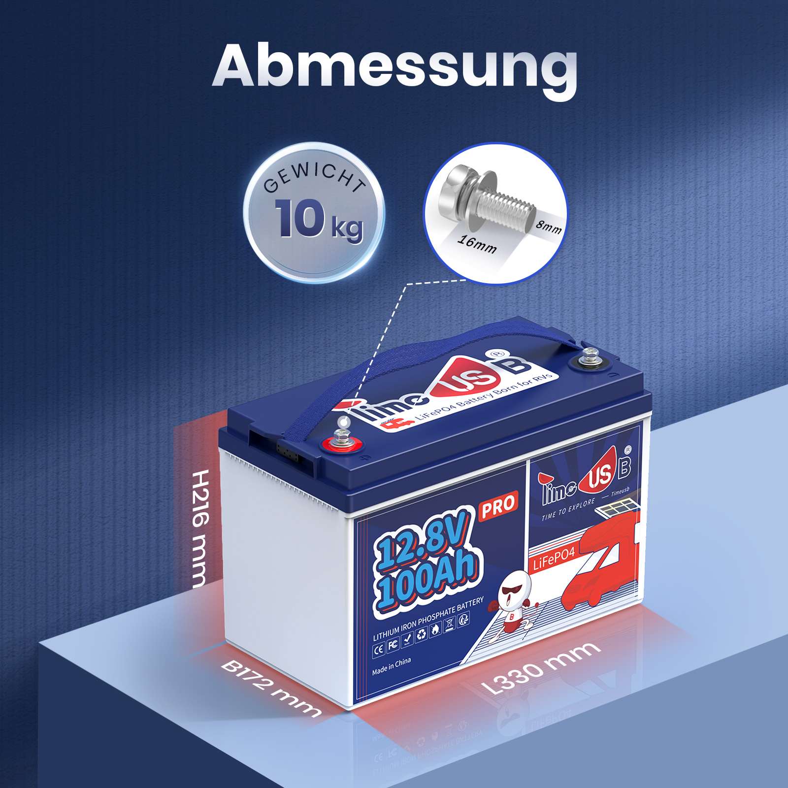 Акумулятор Timeusb LiFePO4 12V з BMS 100A