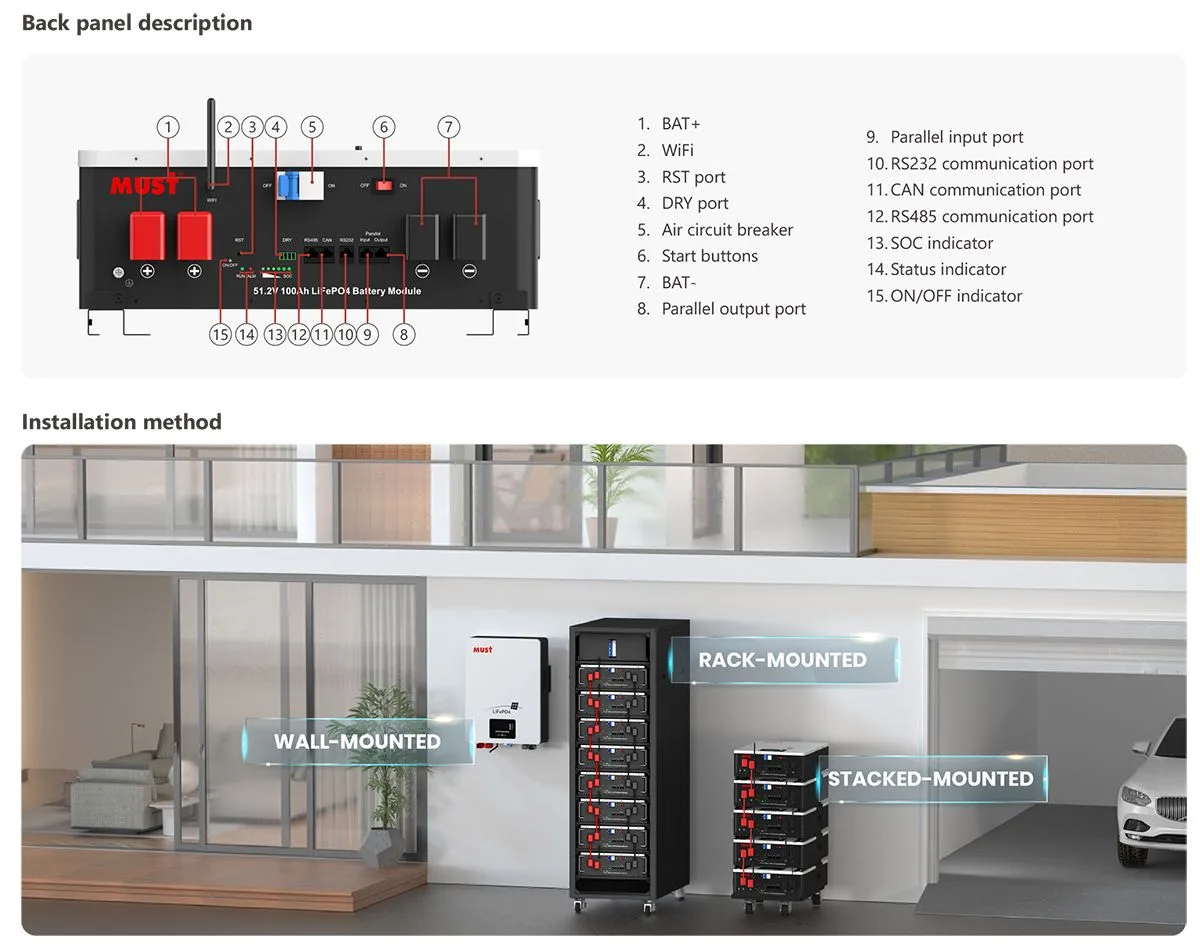 Акумулятор літієвий MUST LP1600-48100, 48В 100Аг, LiFePO4, літій-залізо-фосфатна АКБ
