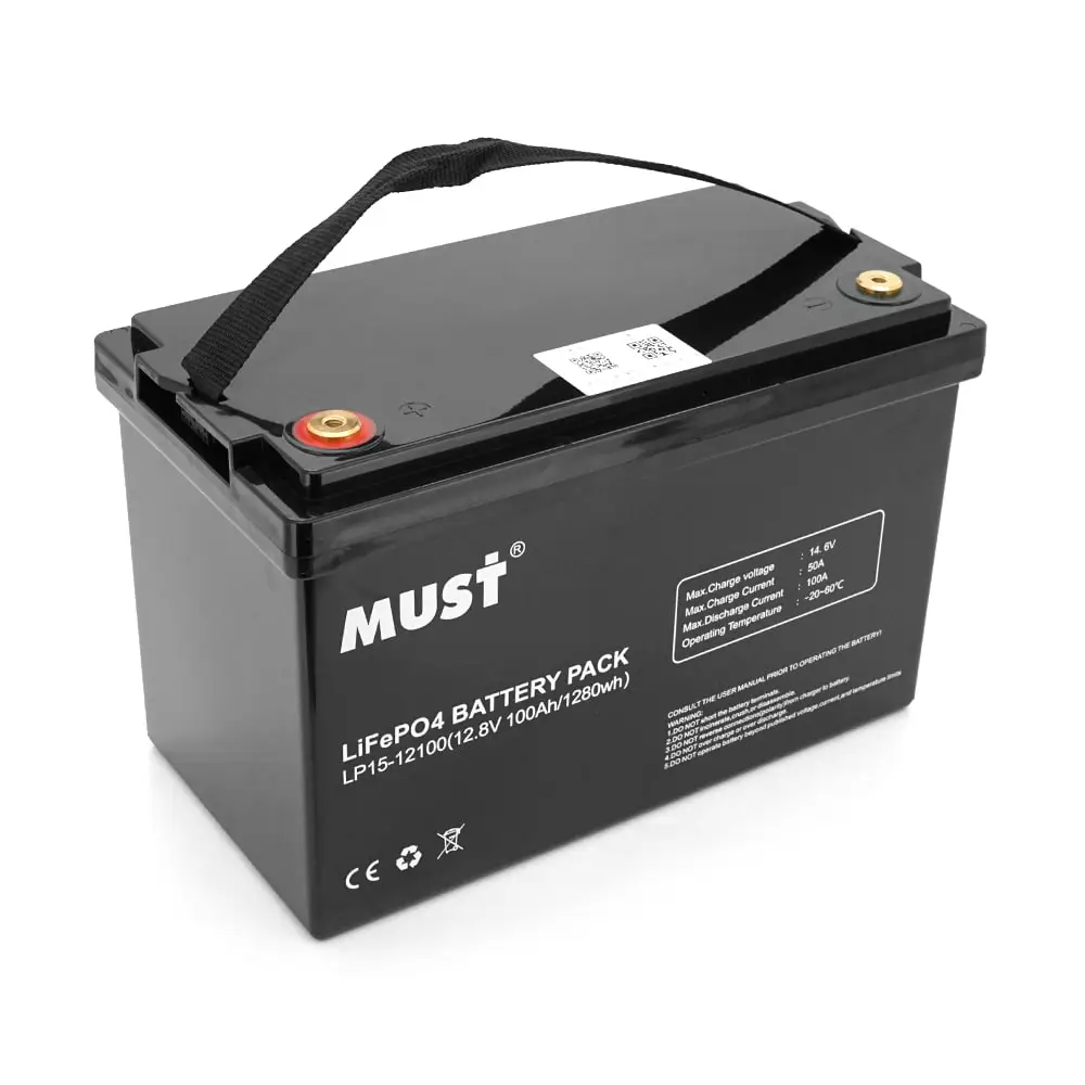 Акумулятор MUST LP1500-12100 12V 100Ah LiFePO4  (1.28 кВт·год)