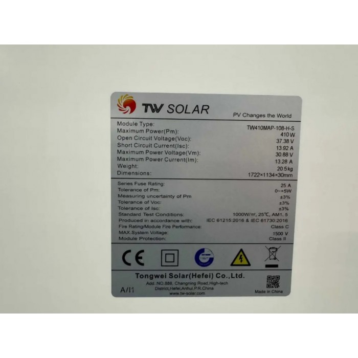 Tongwei 410W Half-Cell PERC характеристики