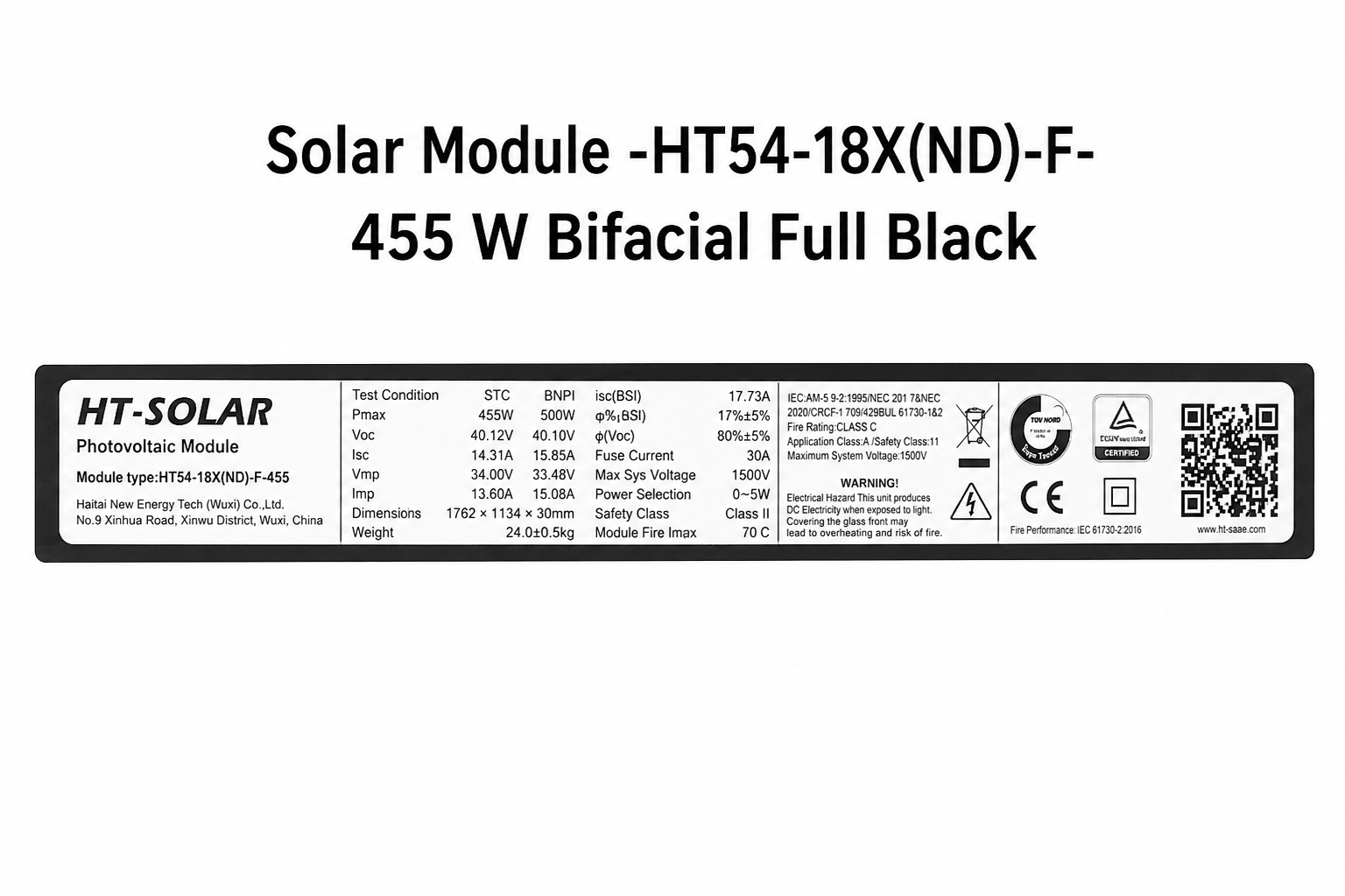 Сонячна панель HT Solar 455 Вт купити Україна