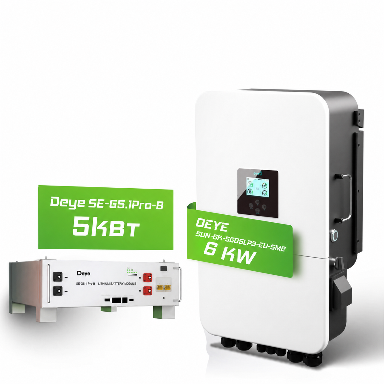 Гібридний комплект автономного живлення Deye SUN-6K-SG05LP1-EU + Deye SE-G5.1Pro-B 5.12 кВт·год 