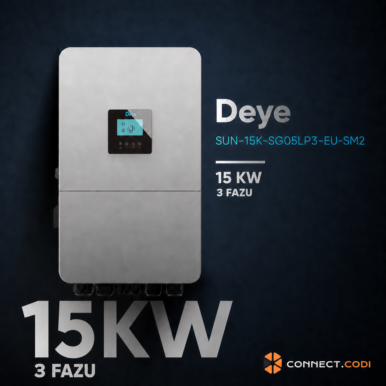 Гібридний інвертор DEYE 15 кВт 3Ф, LV, SUN-15K-SG05LP3-EU-SM2