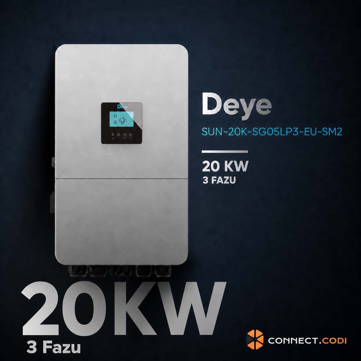 Гібридний інвертор DEYE 20 кВт 3Ф, LV, SUN-20K-SG05LP3-EU-SM2