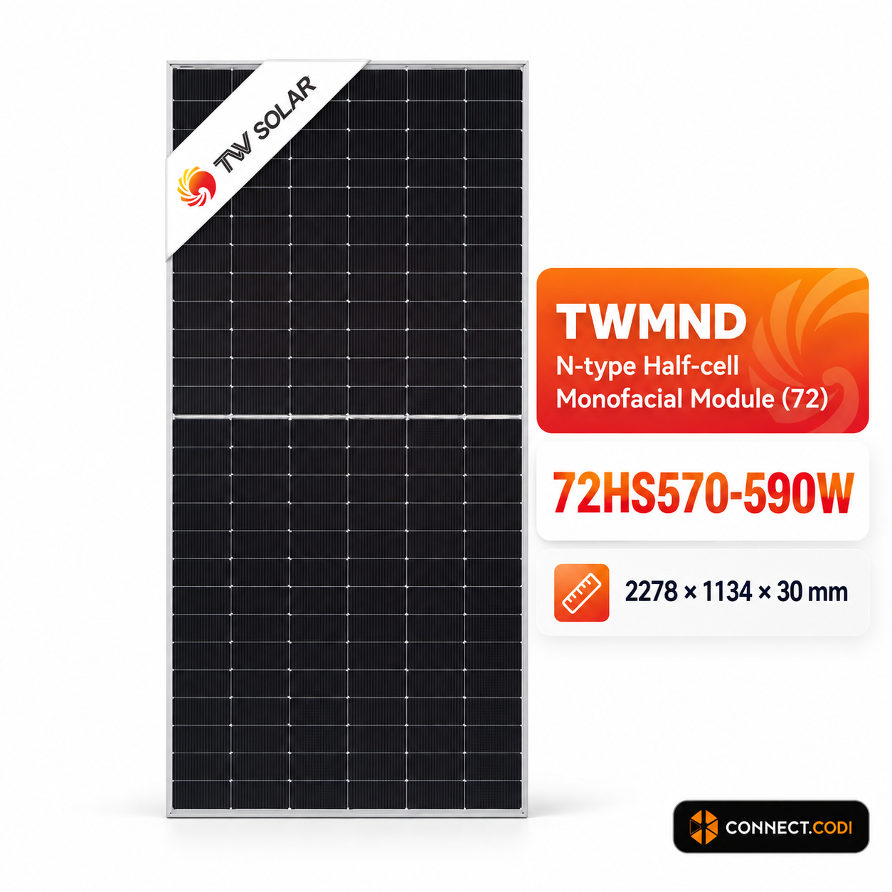 Tongwei Solar TWMND-72HS575W 575W Mono TOPCon N-Type Half-Cell