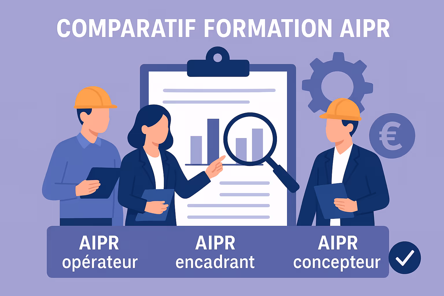 Comparatif formation AIPR : Durée, tarifs et réservation pour opérateur, encadrant et concepteur
