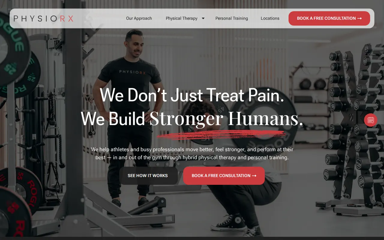PhysioRX homepage, website design by PatientPlug