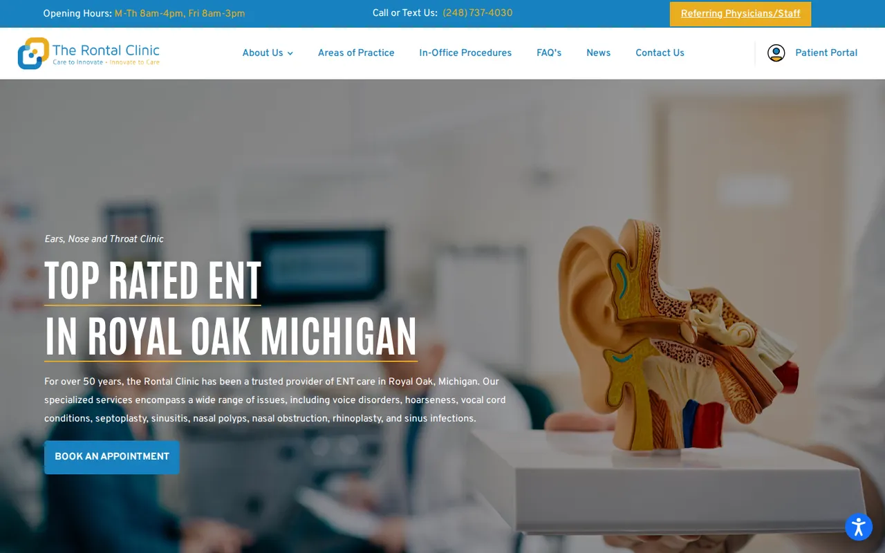 The Rontal Clinic homepage, website design by PatientPlug
