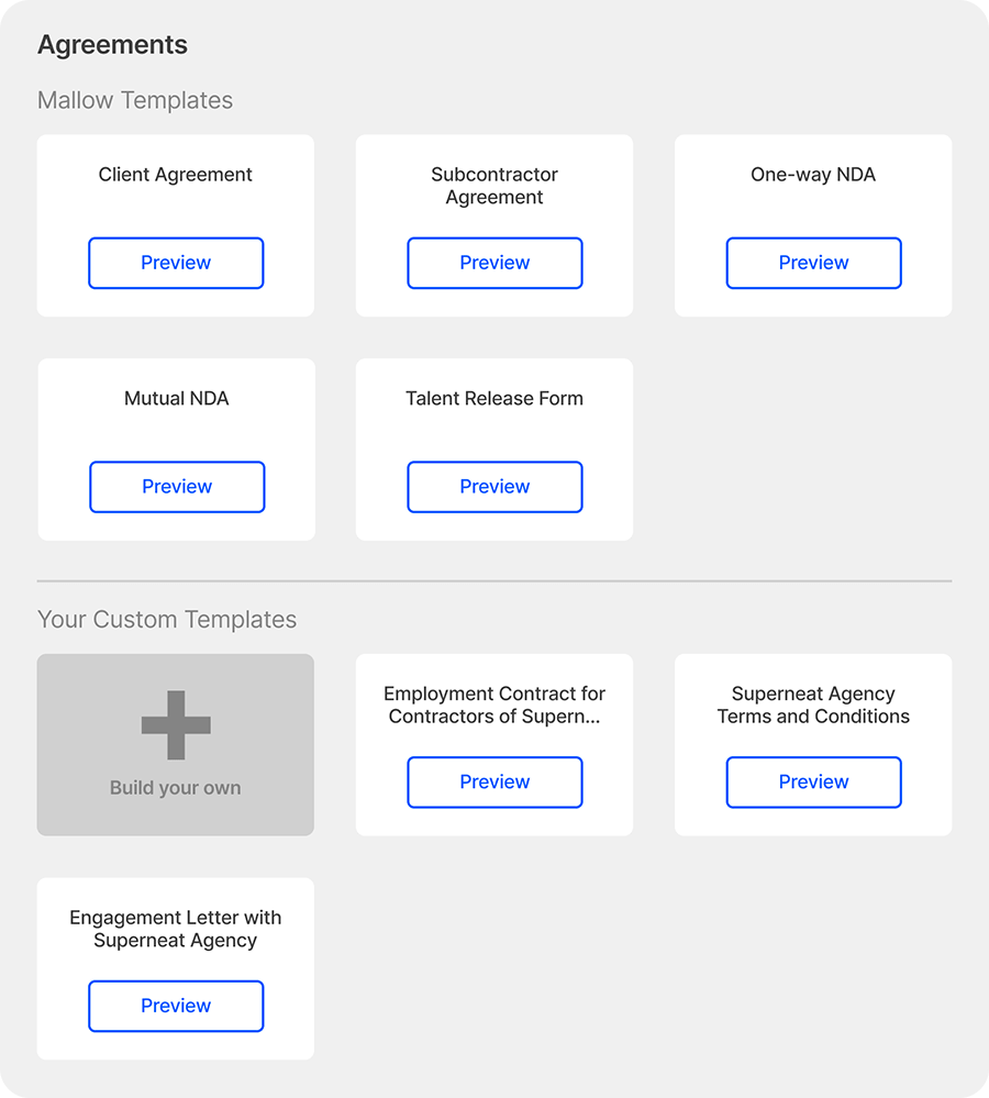Contract template library | Mallow