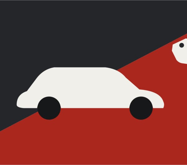 Bold duotone illustration of a car silhouette with a price tag, symbolising the link between paintwork condition and resale value.