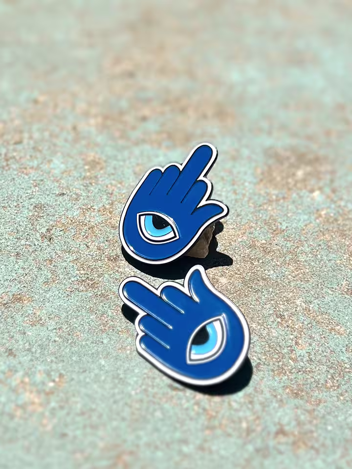Angry Zionist Pin Hamsa two pins