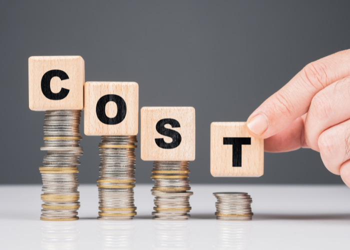 cube blocks with letters spelling out COST to represent cost savings