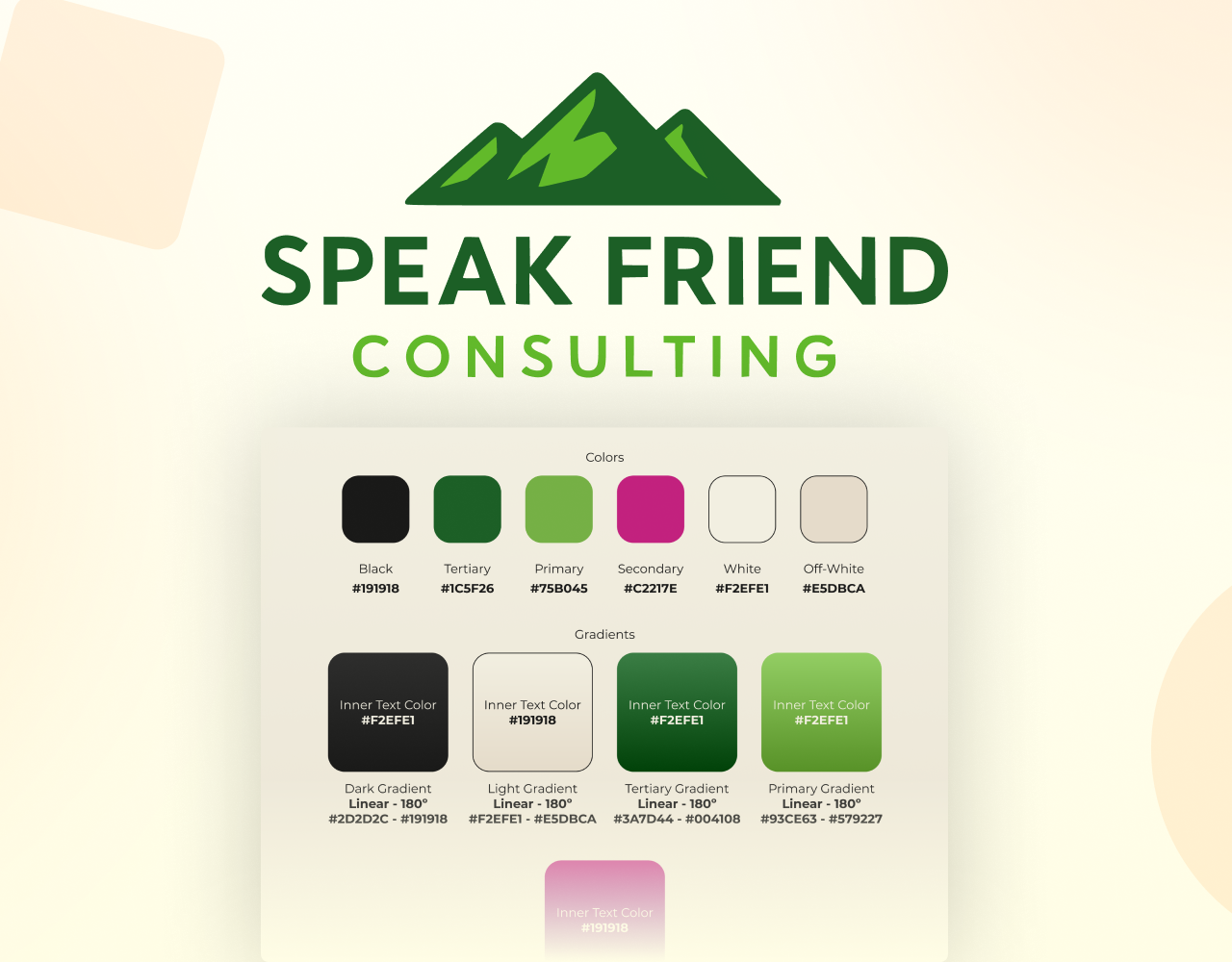 A focused brand visual showing the Speak Friend logo and refined visual elements, such as typography or color usage, presented in a clean, minimal composition.