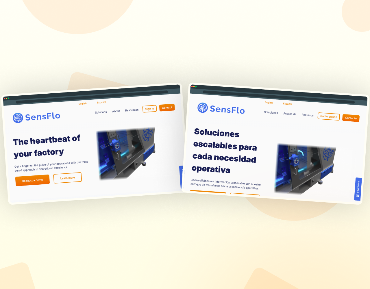 A website section screenshot highlighting how SensFlo explains its platform capabilities and value to manufacturing executives.