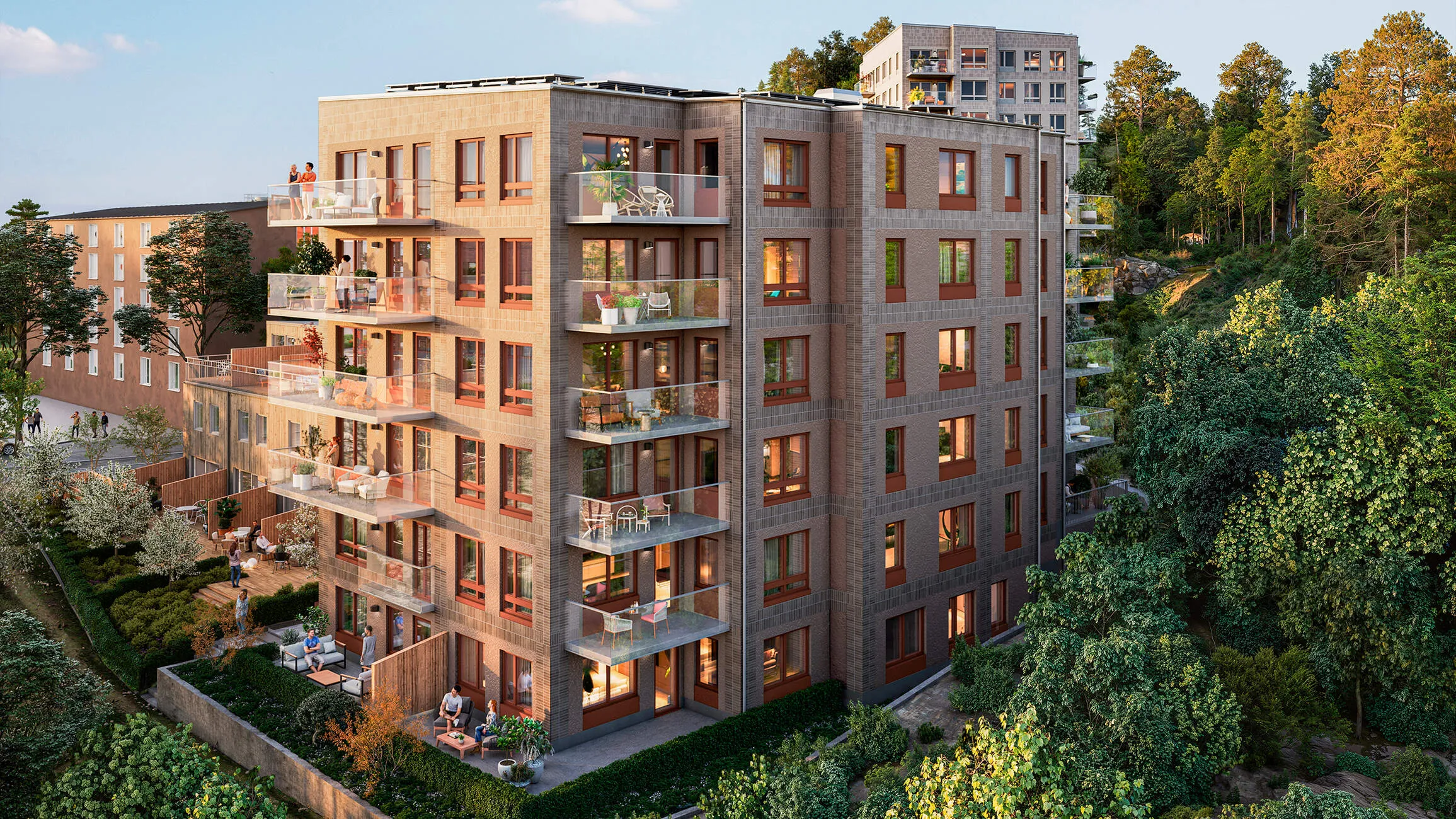 Glimmer i Tollare, hus i fokus med skog omkring.