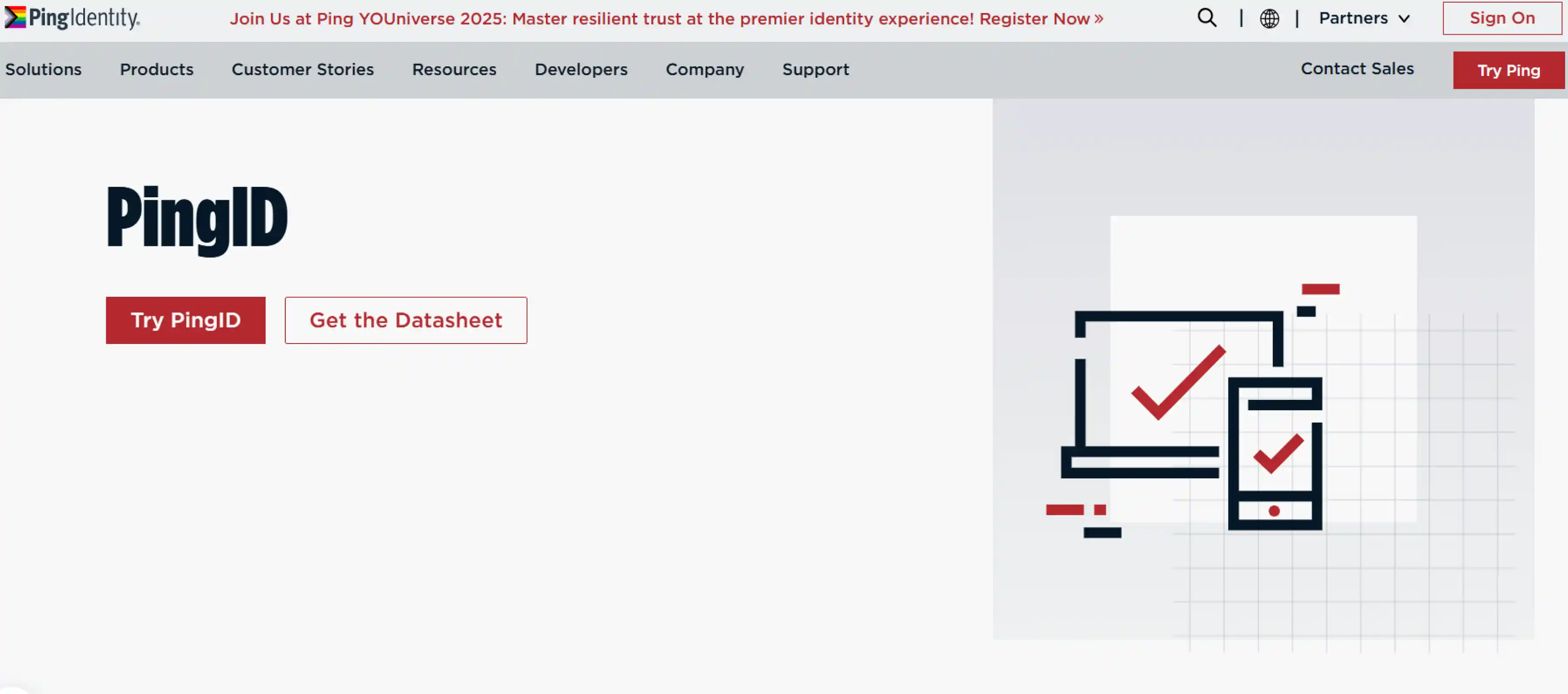 ping identity - one of the multi factor authentication solutions landing page