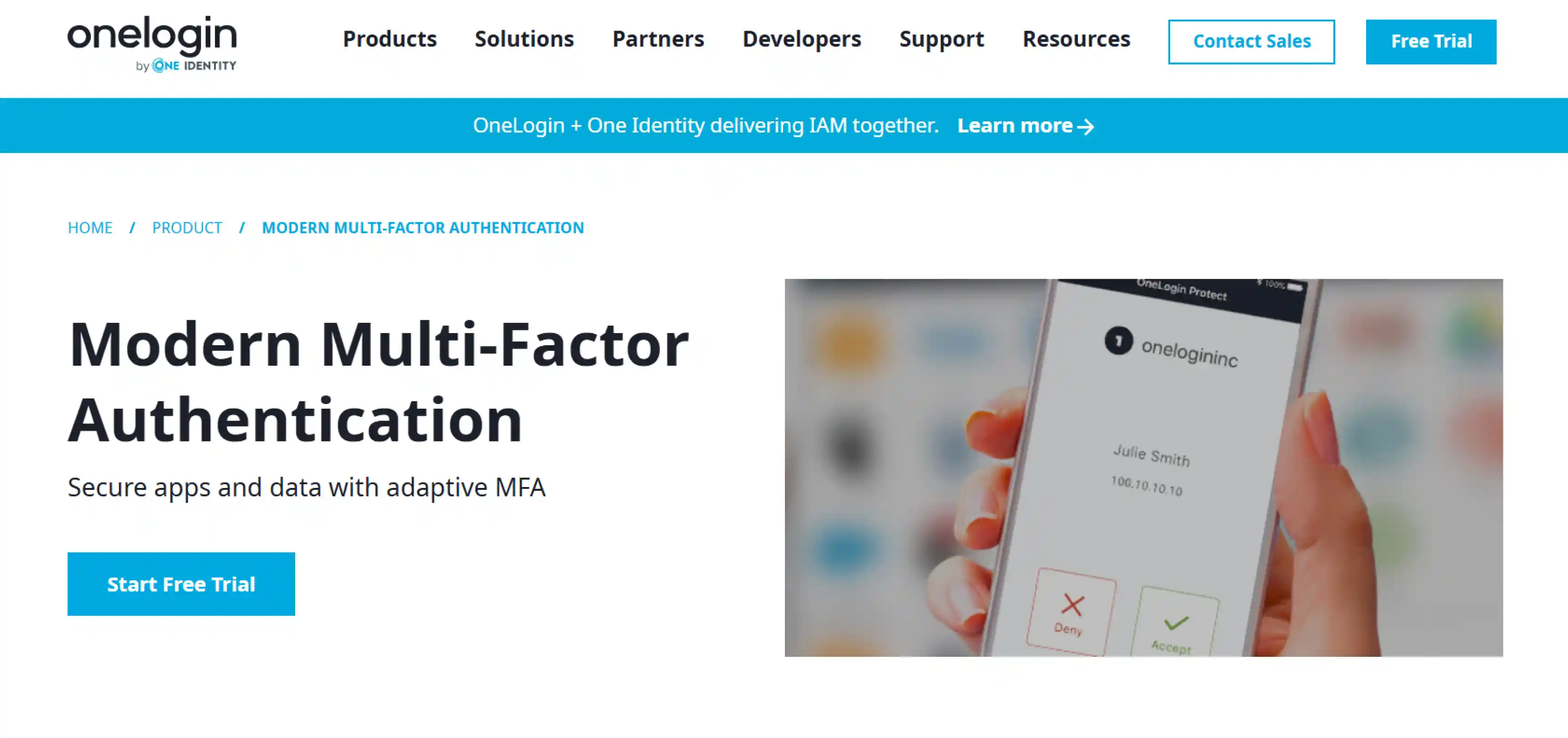 onelogin multi-factor authentication software landing page