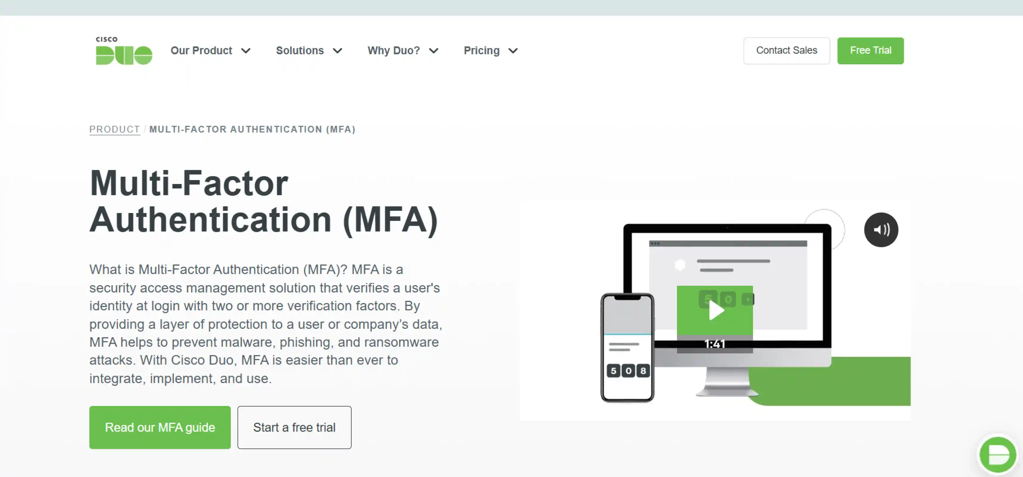 cisco duo security mfa software landing page
