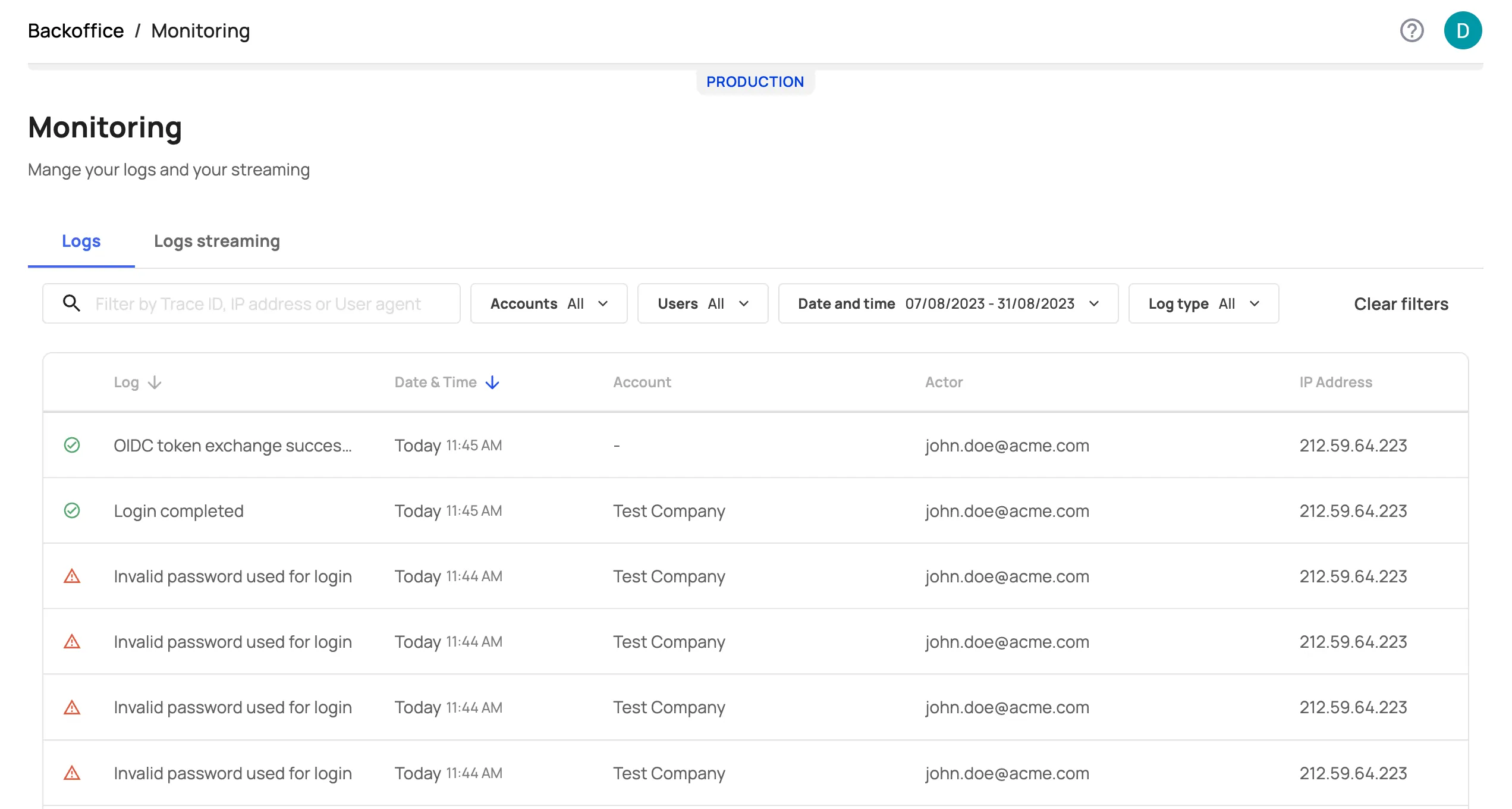frontegg logs monitoring review