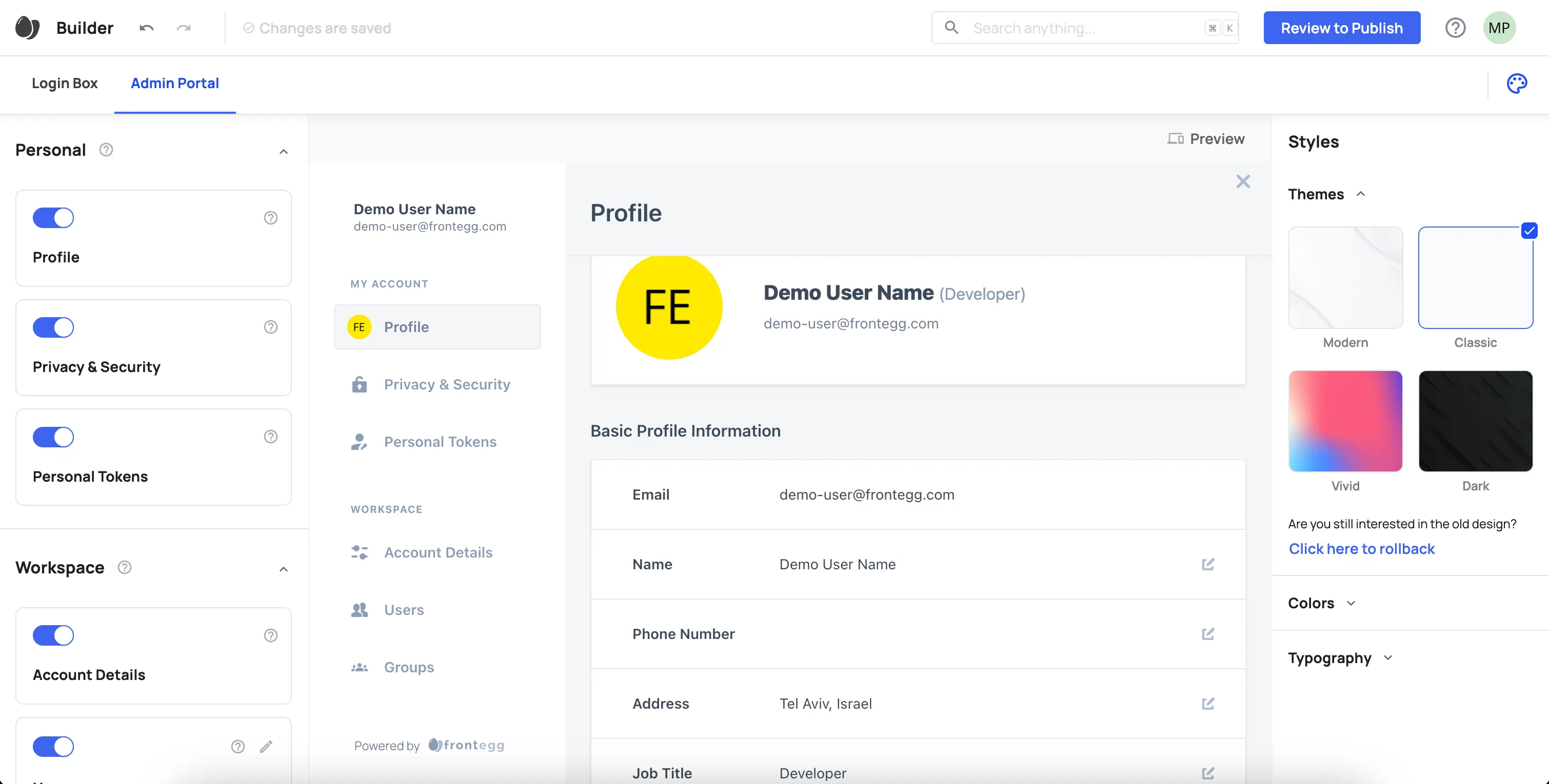 frontegg admin portal