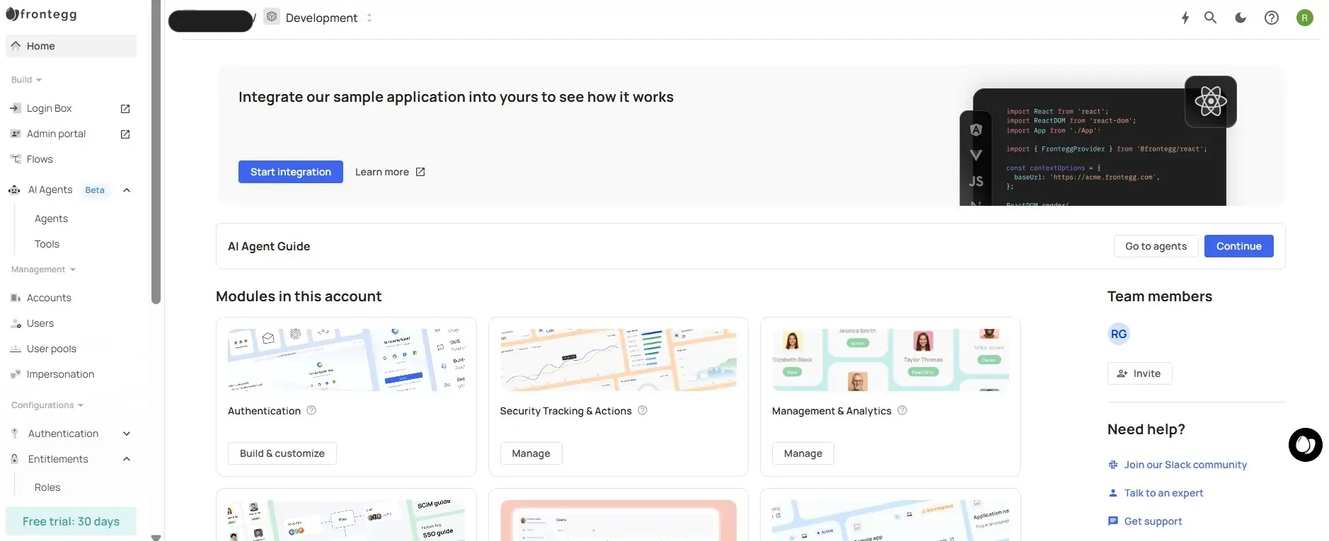 frontegg dashboard review