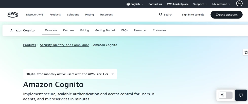 amazon-cognito-user-authentication-solution-landing-page