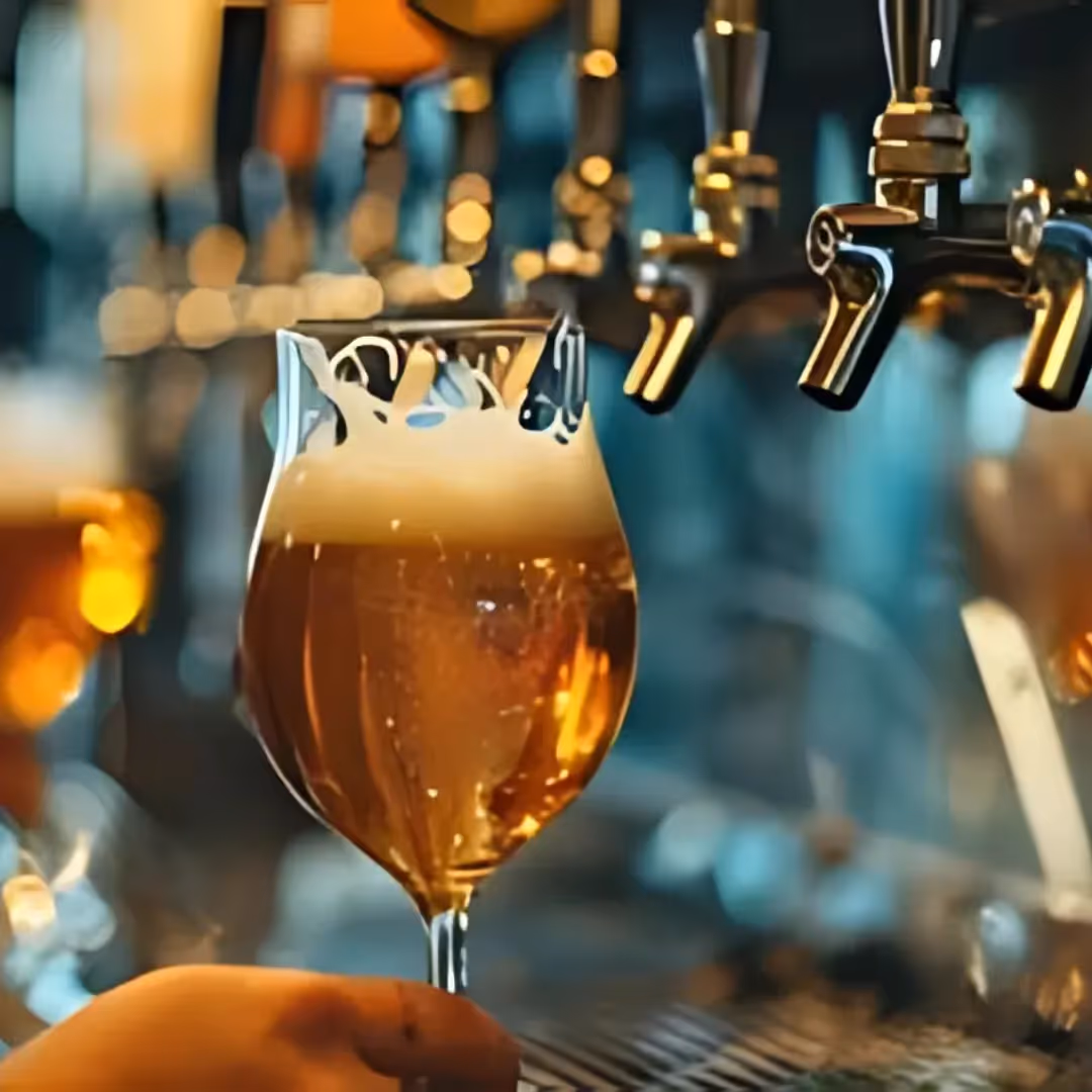 Glass of beer being served
