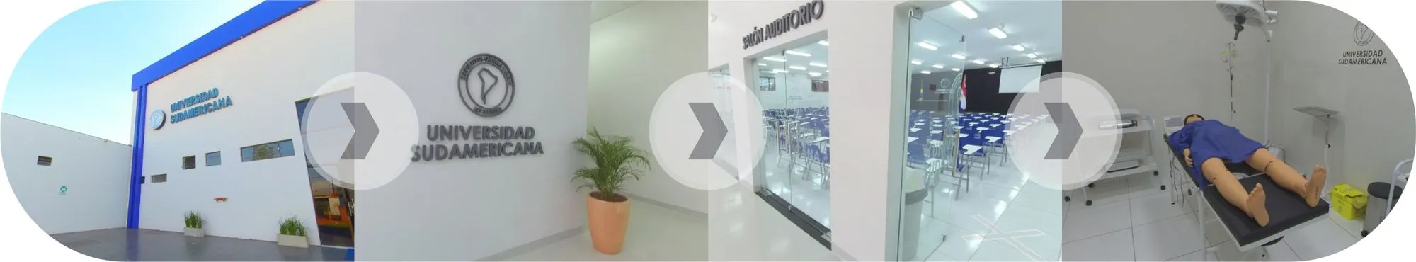 Diferentes vistas do tour virtual pela Universidade Sul-Americana que podem ser exploradas