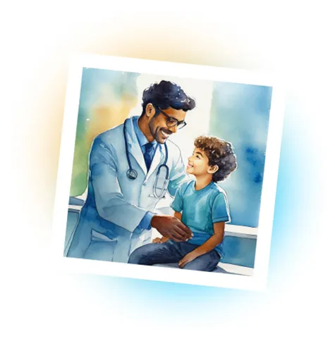 Un doctor atendiendo a un paciente jovencito