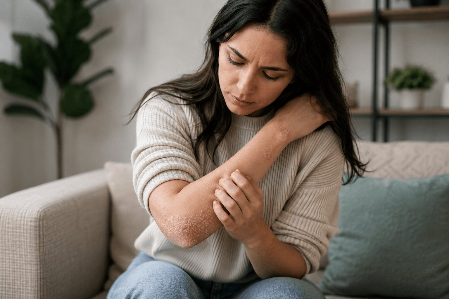 Dermatologist discussing psoriasis treatment options with a patient in Atlanta, Georgia after identifying common psoriasis flare-up triggers.
