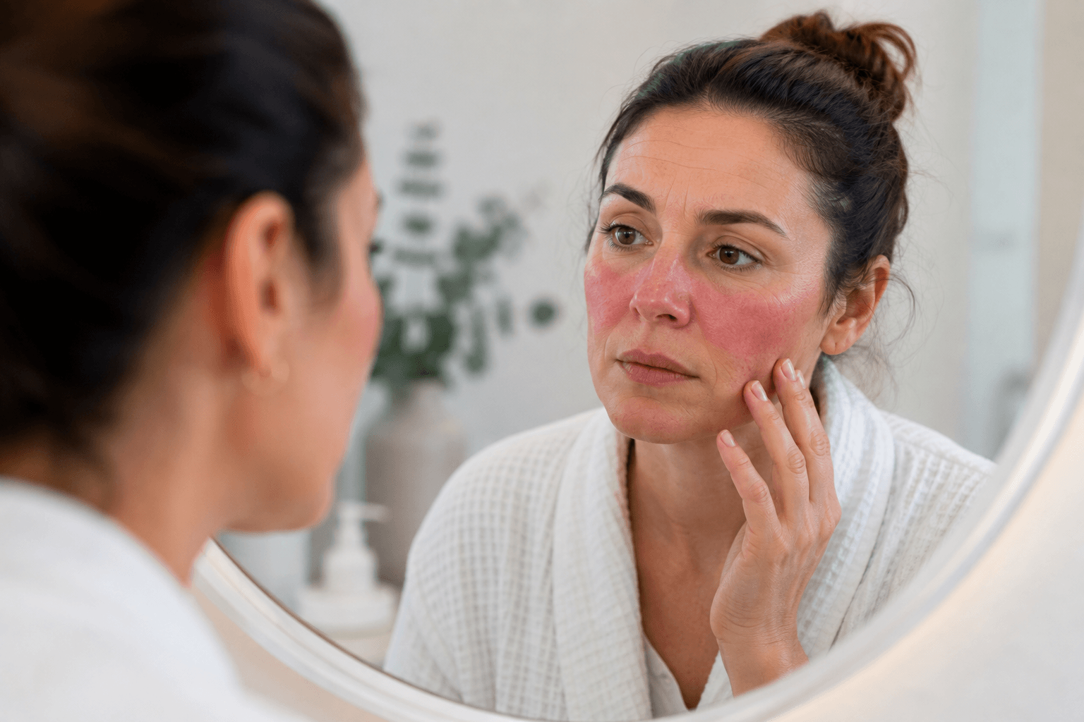 Dermatologist reviewing rosacea symptoms and treatment options with a patient in Monroe, Georgia