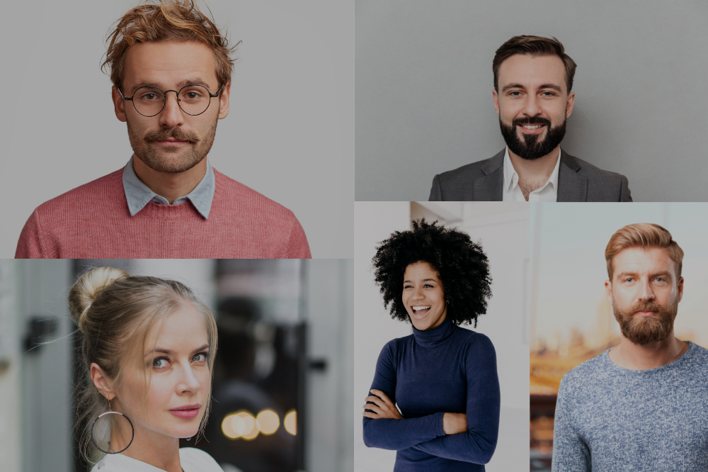 5 verschiedene Profilbilder von Profi-Telemarketern