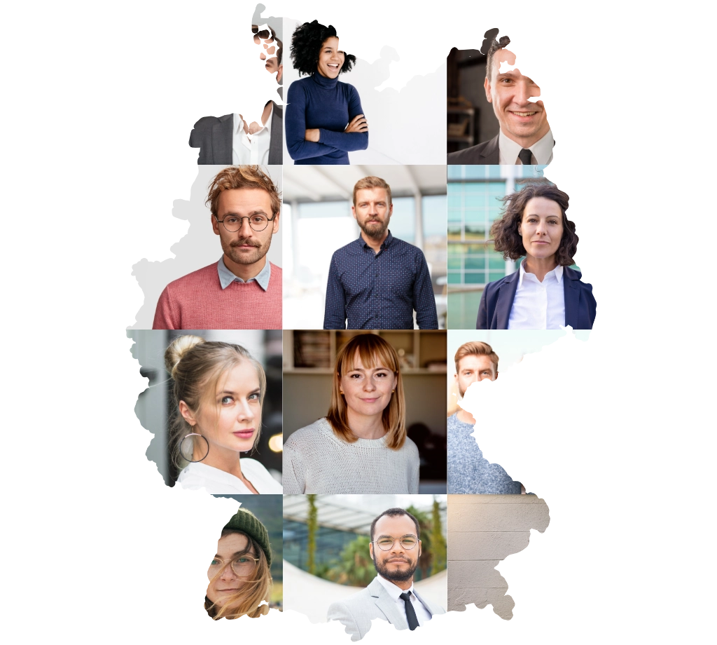 Dutschlandkarte, die verschiedene Profile von Telemarketern zeigt