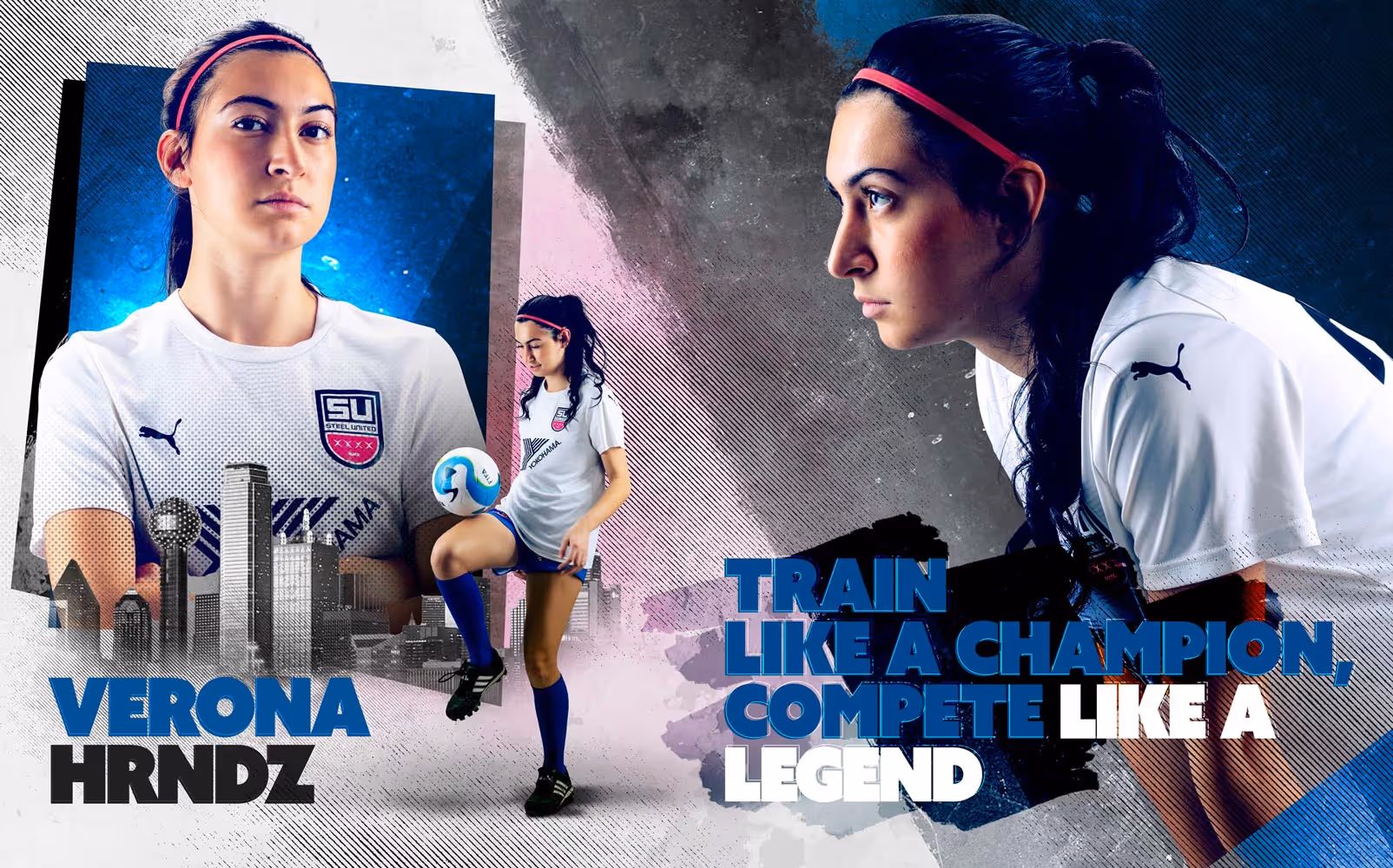 Female soccer player portrait in Texas studio