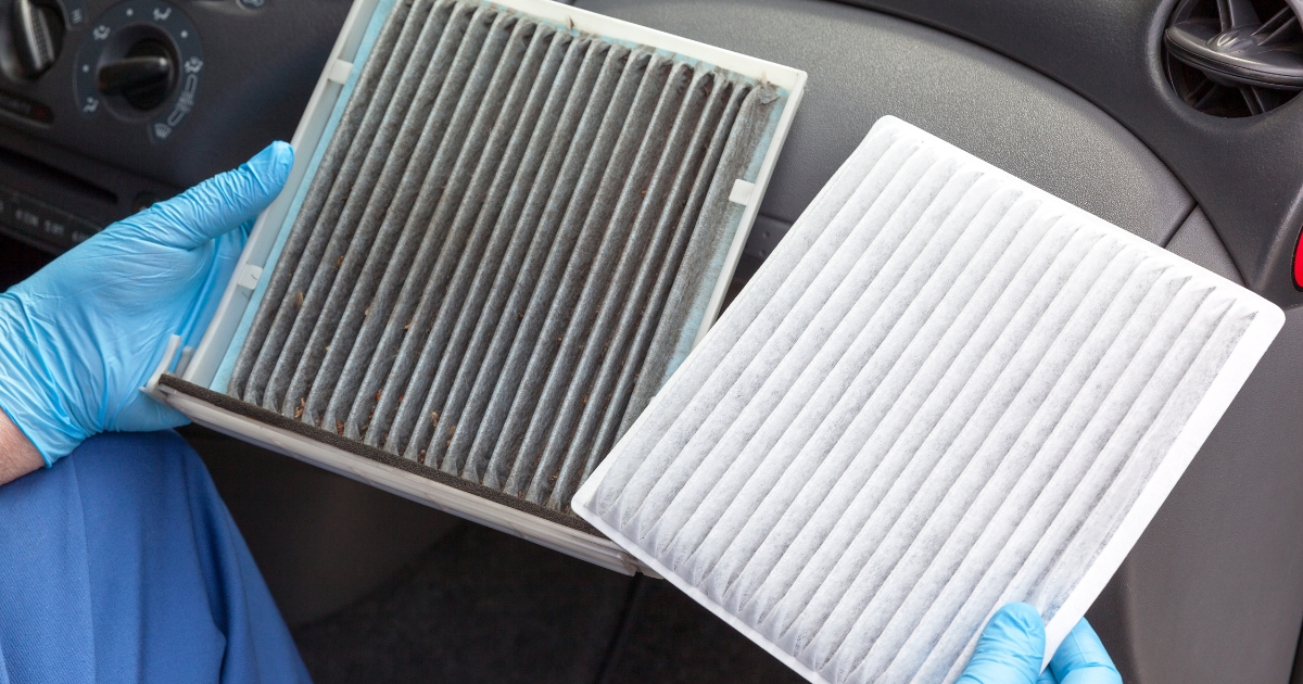 Image of clean and dirty car air filter