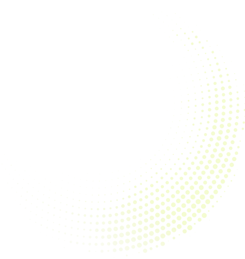 Crescent-shaped pattern of greenish-yellow dots on a black background, creating a gradient effect from small to larger dots.