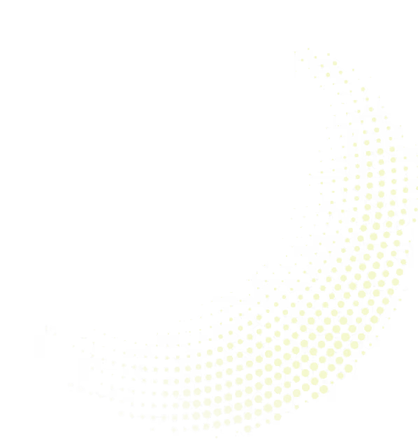 Crescent-shaped pattern of greenish-yellow dots on a black background, creating a gradient effect from small to larger dots.